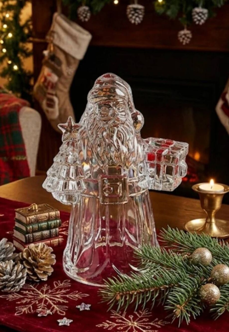 Lead Crystal Santa Candleholder